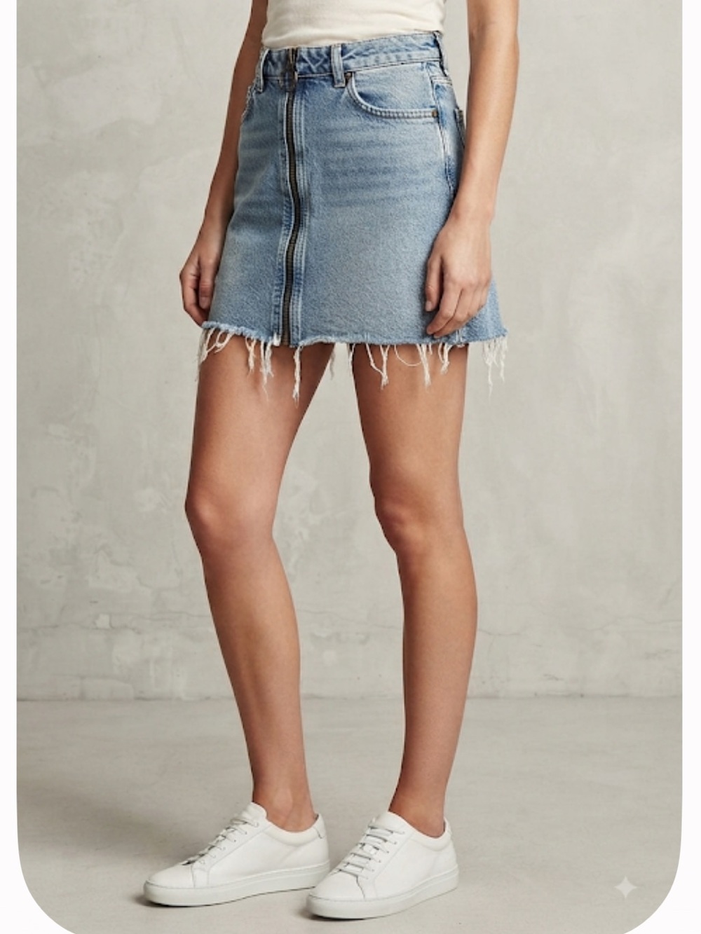 FREE PEOPLE | WE THE FREE Denim Mini Skirt Exposed Zipper Size 26